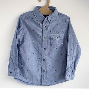 Tommy Hilfiger Button Down Blue Shirt Youth Size 4